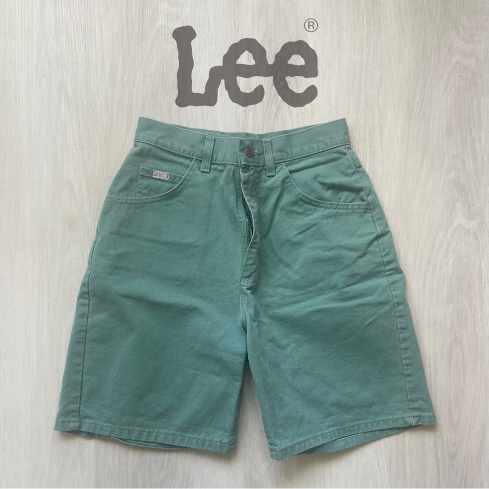 Vintage Lee Jeans Sage Green Denim High Waisted Shorts, Vtg Size 8 (Modern S/XS)